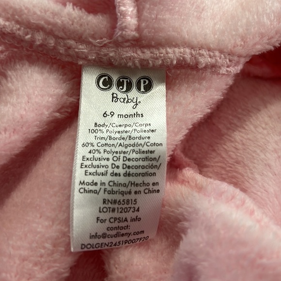 NWT Baby 6/9 months pink button up hooded coat Jacket Unicorn Pink and white - Picture 7 of 10